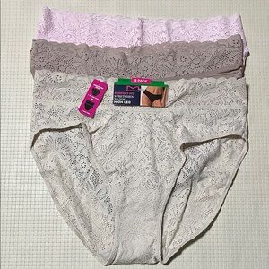 NWT Maidenform‎ Perfect Stretches To You High Leg Panties Pink, Taupe, Cream L